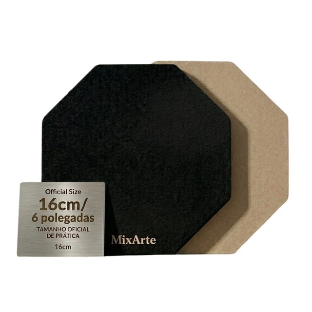 Pad de estudo para bateria de 16 cm em MDF natural, marca MixArte