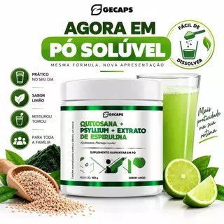 Pote de spirulina em pó solúvel sabor limão